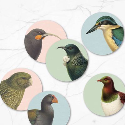 100% NZ Hushed Birds Coaster Set