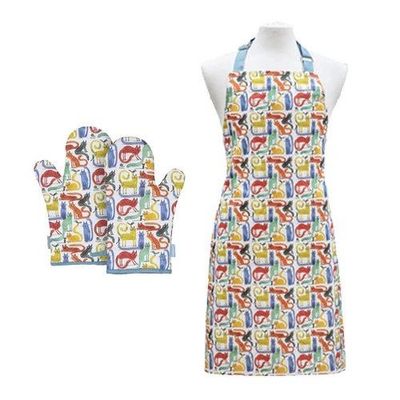 Ashdene Quirky Cats Apron &amp; Oven Mitt Gift Set