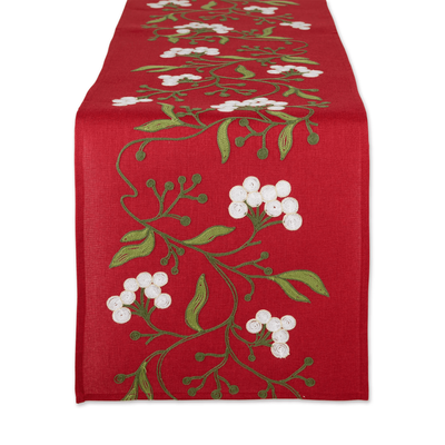 Mistletoe Embroidered Table Runner