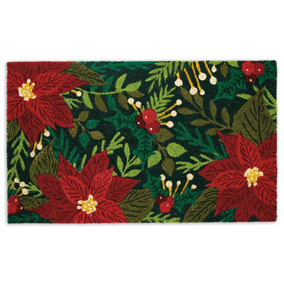 Design Imports Poinsettias Christmas Door Mat