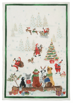 Tessitura Toscana Telerie Jingle Woof Linen Tea Towel