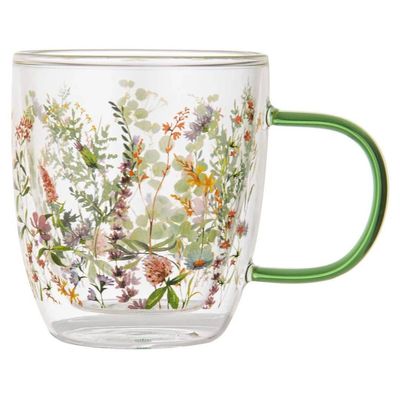 Ashdene Wildflowers Double Walled Glass Mug