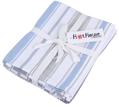 Hot House Morocco Twill Weave 3-Pack Tea Towel Set - Aqua