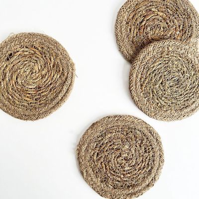 Linens &amp; More Seagrass/Jute Round Coaster Set