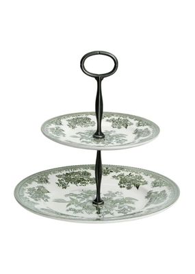 Green Asiatic Pheasants 2 Tier Cake Stand