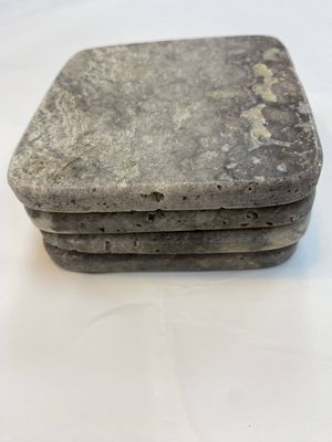 Ned  Grey Travertine Stone Coasters Set 4