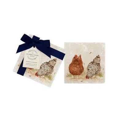 The Farmhouse Hens Coasters (set of 2) by The Humble Hare