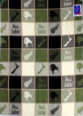 &quot;Map &amp; Kiwi&quot; tea towel