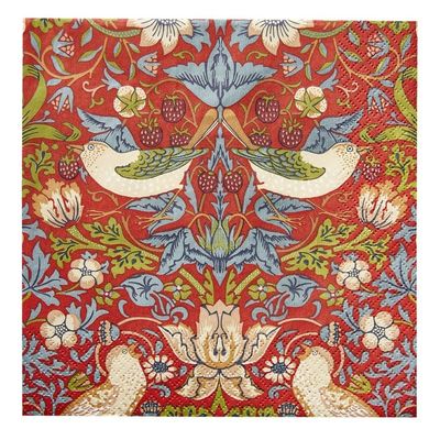 Havi Cocktail Napkin William Morris Strawberry Thief Red 24cm