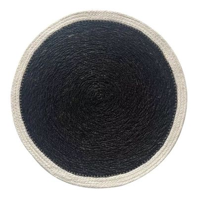 Seagrass / Jute Round Placemat Cream Border/Black