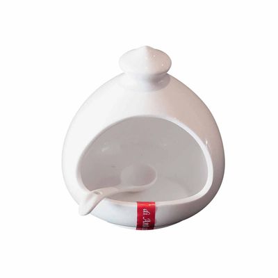 Di Antonio White Porcelain Salt Pig &amp; Spoon 140mm