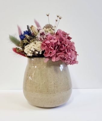 Nadine Vase &amp; Pink Posy | Dried Flowers
