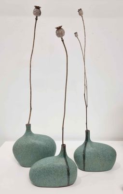 Teal curved vessels | Michelle Connolly