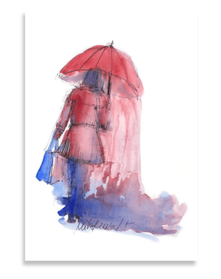 Walking in the rain | A3 Print | Mila Renault