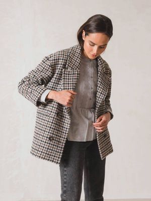 Indi &amp; Cold Tailored Wool Checkered Coat
