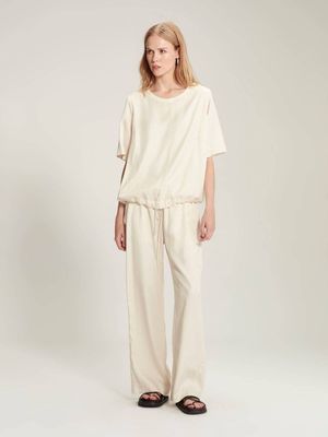 Caroline Sills Bennett Twill Pant - Chalk