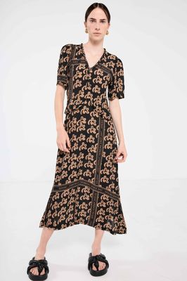 Salasai Plantation Dress - Beige Pop Palm