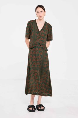 Salasai Plantation Dress - Green Pop Palm