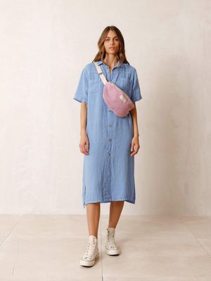 Indi &amp; Cold Linen Shirt Dress - Blue