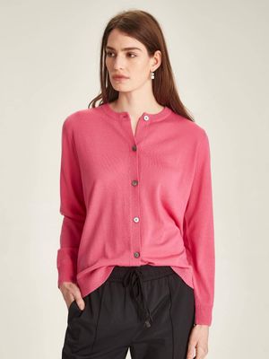 Caroline Sills Alby Merino Cardigan Berry Pink