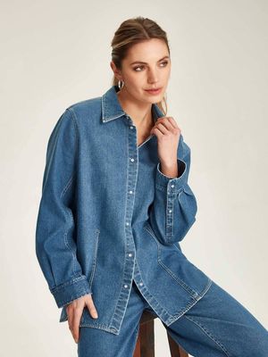 Caroline Sills Hailey Denim Shirt Mid Wash