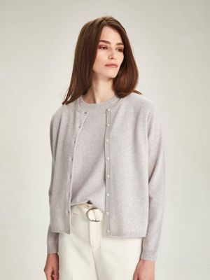 Caroline Sills Ella Cashmere Cardigan Glass Grey