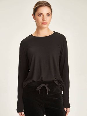 Caroline Sills Lena Luxe Long Sleeve Tee Black