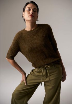 POL Astrid Pointelle Tee - Khaki