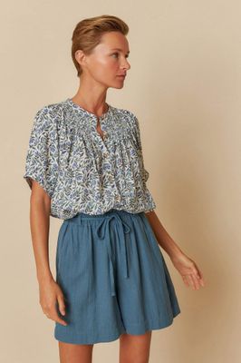 Indi &amp; Cold Watercolour Flower Shirt - Indigo