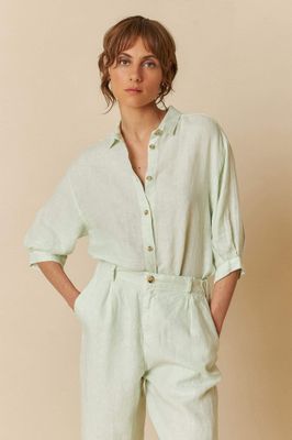 Indi &amp; Cold Linen Box Cut Shirt - Agua