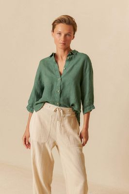 Indi &amp; Cold Linen Box Cut Shirt - Esmeralda
