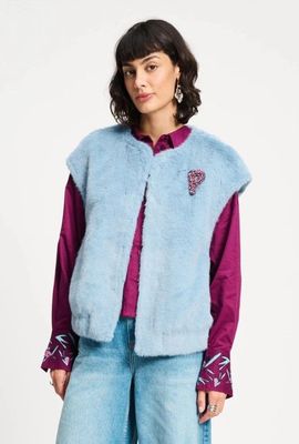 Pom Amsterdam Teddy Fur Vest - Misty Blue