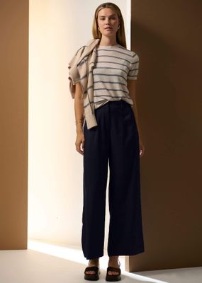 Pol Sable Tee Stripe - Pebble/Blue