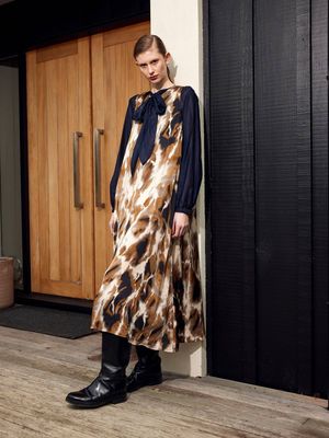 Caroline Sills Dakota Print Dress - Navy/Khaki