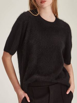 Caroline Sills Brushed Cashmere Tee - Black