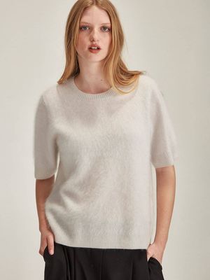 Caroline Sills Brushed Cashmere Tee - Vapour