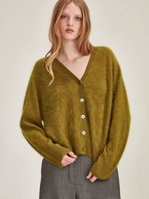 Caroline Sills Brushed Cashmere Cardigan - Citronelle