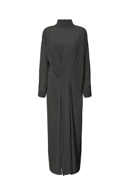 Rabens Saloner Fabiola Matte Drape Zip Sleeve Dress - Pirate Black