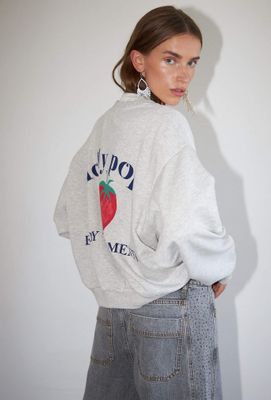 Lollys Laundry Sydney Strawberry Sweatshirt - Light Grey Melange