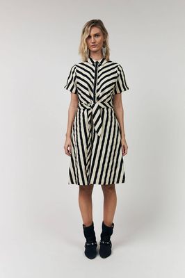Lollys Laundry Tulle Midi Dress - Black Stripe