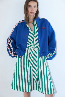 Lollys Laundry Tulle Midi Dress - Green Stripe