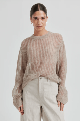 Second Female Georgina Knit O-Neck - Light Beige Melange