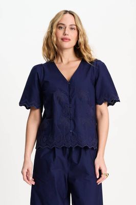 Pom Amsterdam Broderie Anglaise Top - Night Blue
