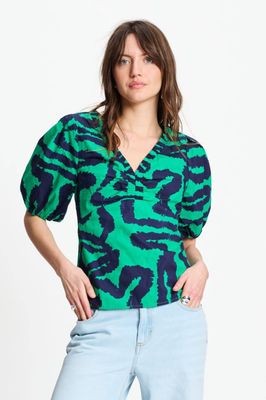 Pom Amsterdam Poplin Waves Top - Green