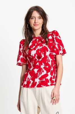 Pom Amsterdam Crinkle Bubble Top - Bloom Red