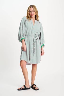Pom Amsterdam Seersucker Dress - Geen/Pink