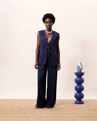 Frnch Velesia Blazer Vest - Blue