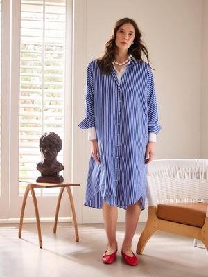Caroline Sills Jules Stripe Shirt Dress - Cobalt Stripe