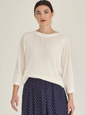 Caroline Sills Crinkle Boatneck - Ivory