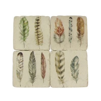 Set of 4 Feather Resin Coasters